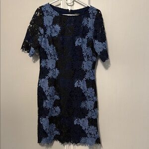 Elegant Lace Dress in Black and Blue